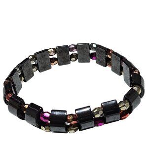 Handcrafted Hematite Crystal Beaded Stretch Bracelet Multicolor Fashion Jewelry